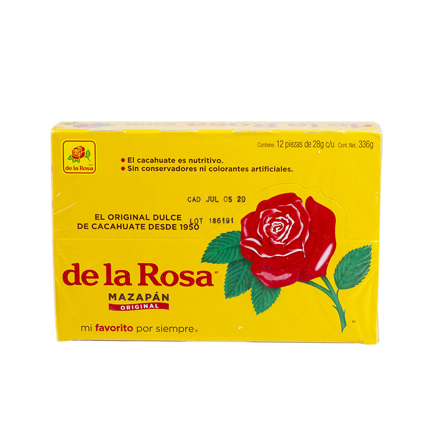 DE LA ROSA -1 stück  Mazapan Original – Mexikanische Süßigkeit aus Erdnüssen – Dulce de Cacahuate, 28g