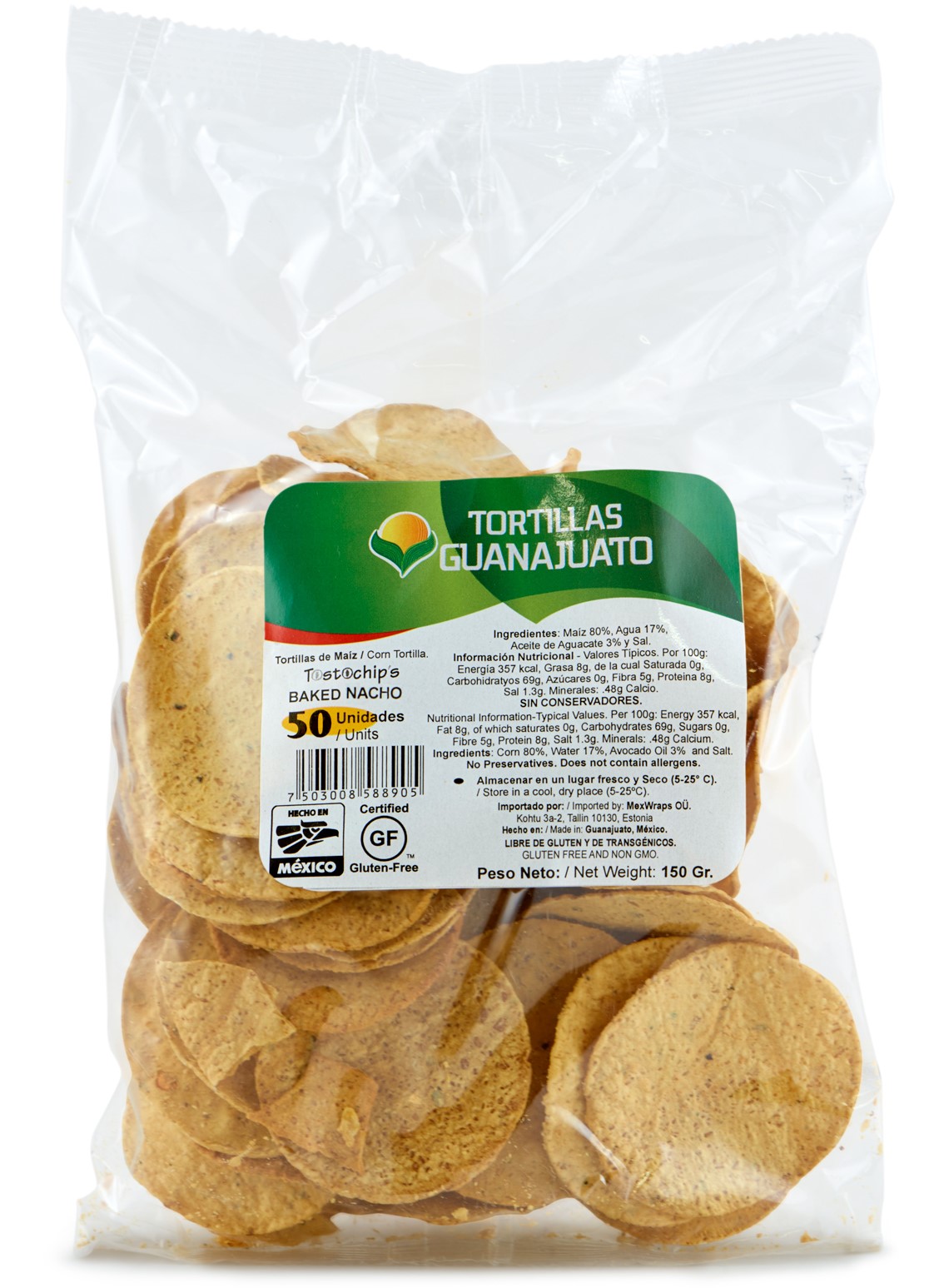 Tortilla Chips Gebackene Rund Guanajuato (Totopos) 150 g